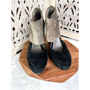 Loeffler Randall Black, Gray & Taupe Suede cut-out High Heel Size 9 B Women Shoe